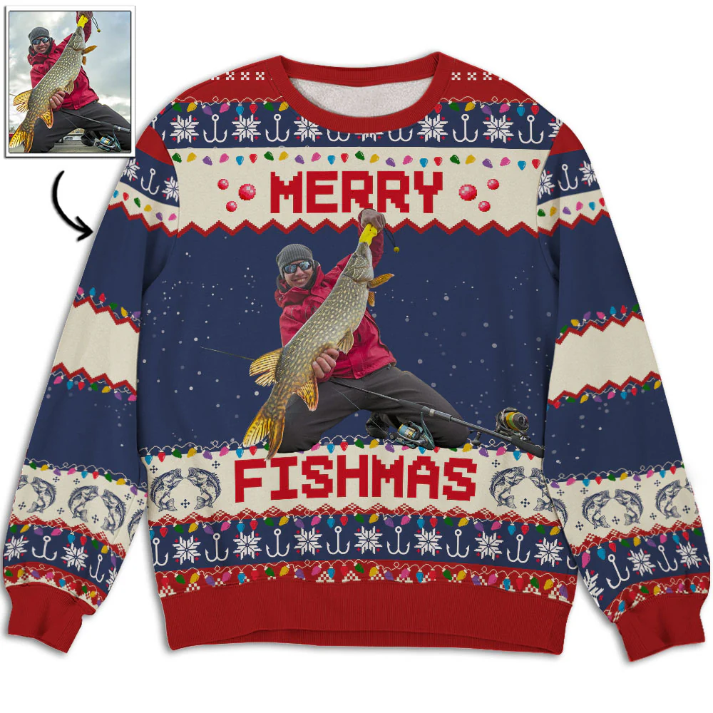 Merry Fishmas - Personalized Custom All-Over-Print Sweatshirt