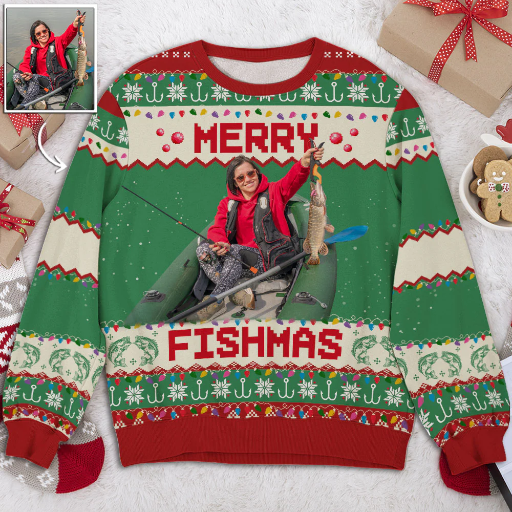 Merry Fishmas - Personalized Custom All-Over-Print Sweatshirt - Image 2