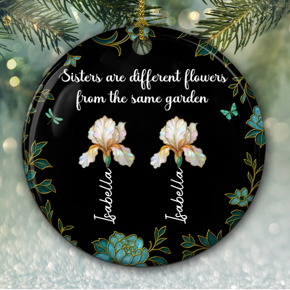 Merry With Sisters - Personalized Custom Ceramic Ornament - Image 6