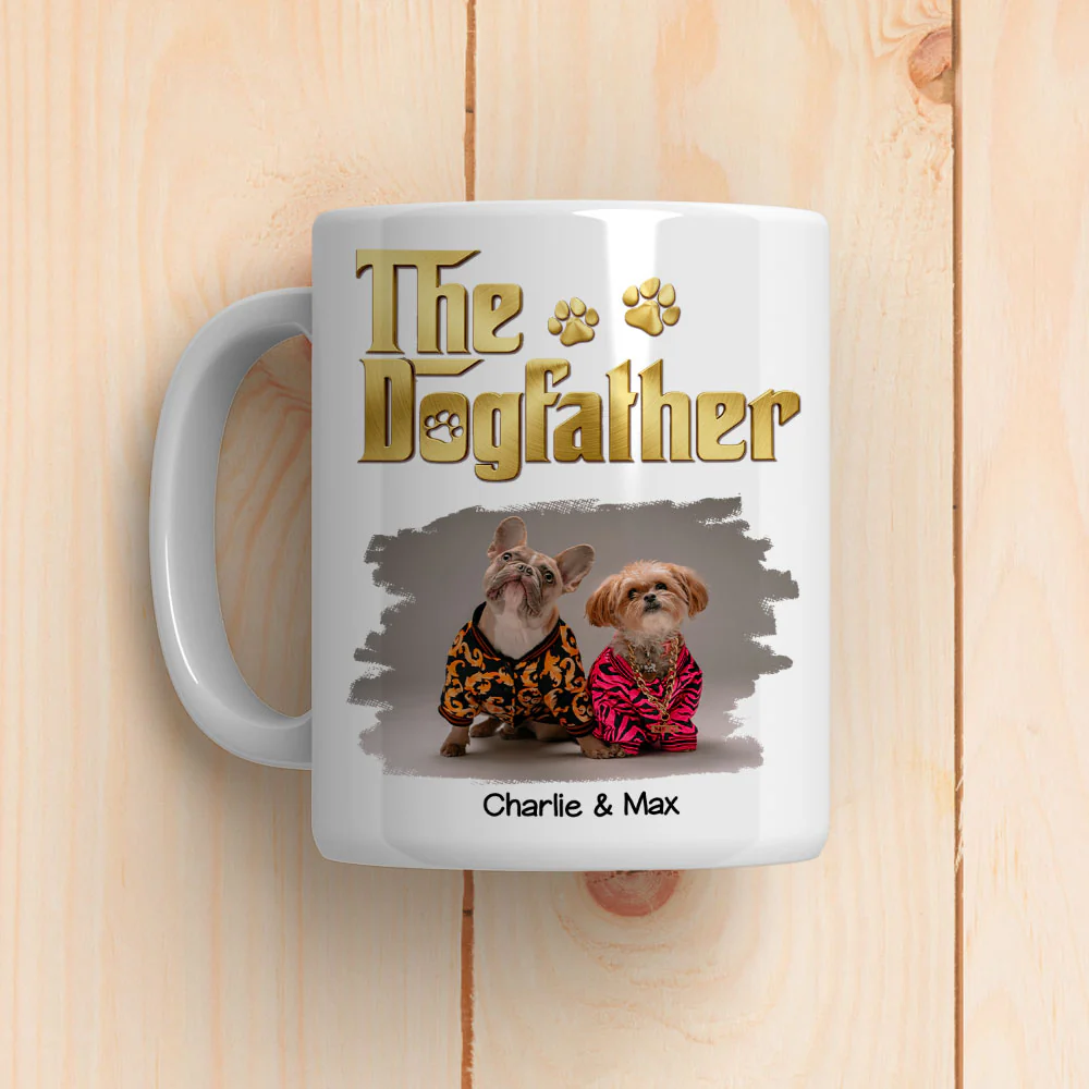 Metal Gold Dog Dad Photo - Personalized Custom 3D Effect Coffee Mug - Image 2