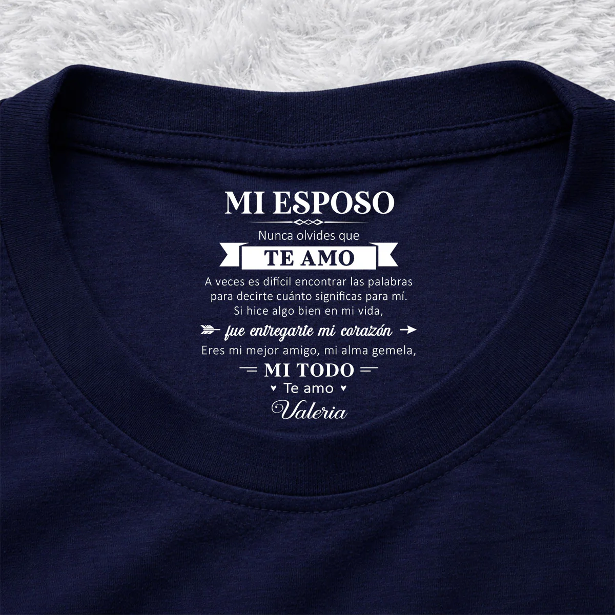 Mi alma gemela y mi todo – Camiseta con estampado personalizado en el interior del cuello