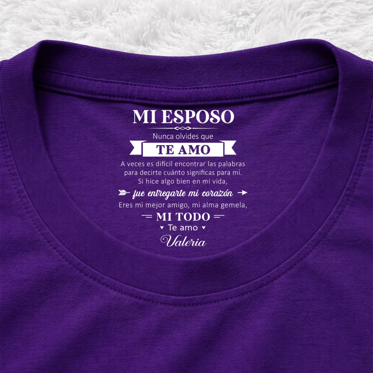 Mi alma gemela y mi todo – Camiseta con estampado personalizado en el interior del cuello - Image 11