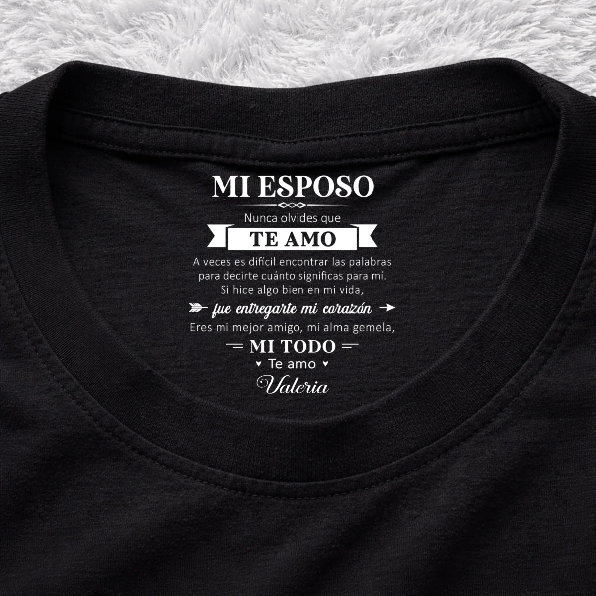 Mi alma gemela y mi todo – Camiseta con estampado personalizado en el interior del cuello - Image 7