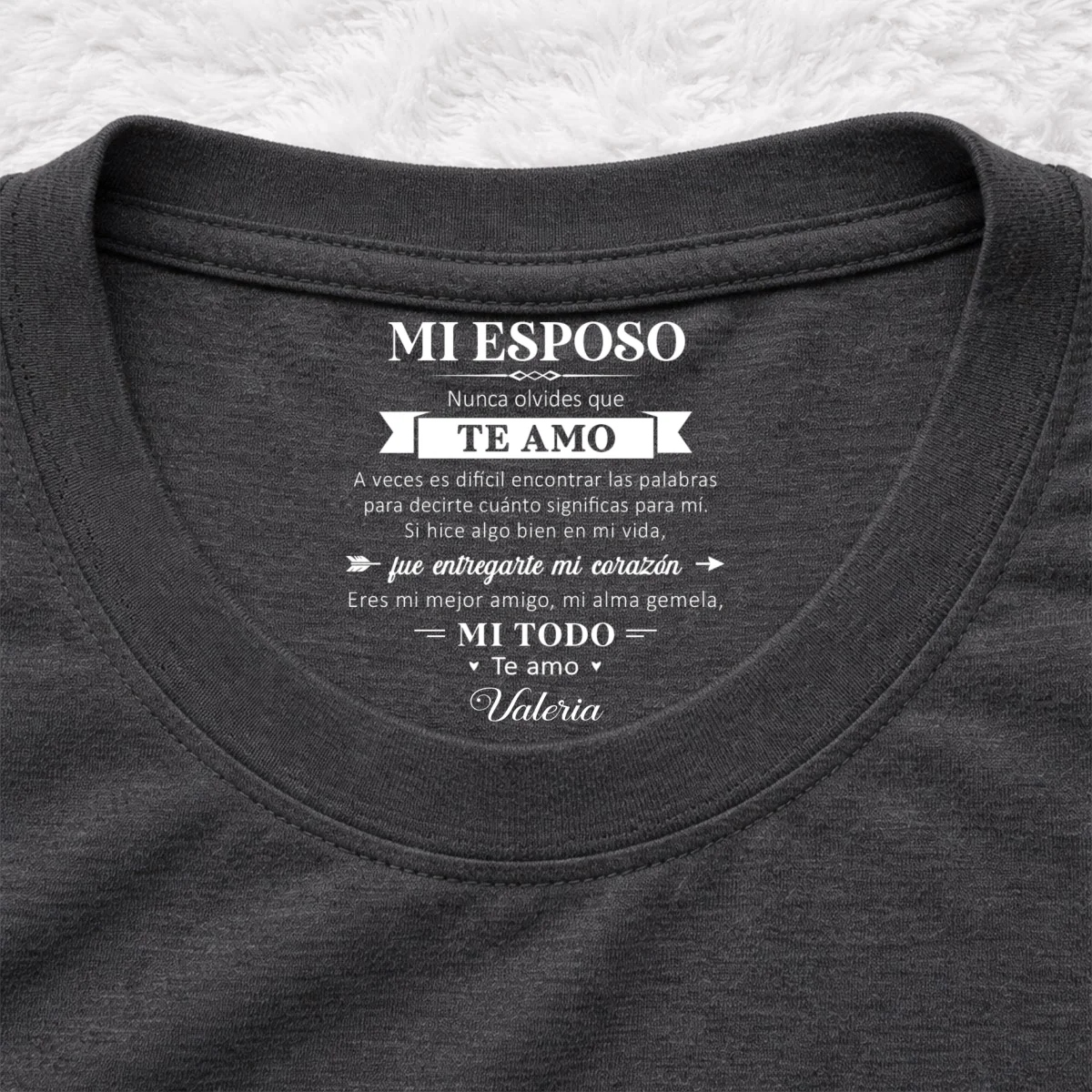 Mi alma gemela y mi todo – Camiseta con estampado personalizado en el interior del cuello - Image 8