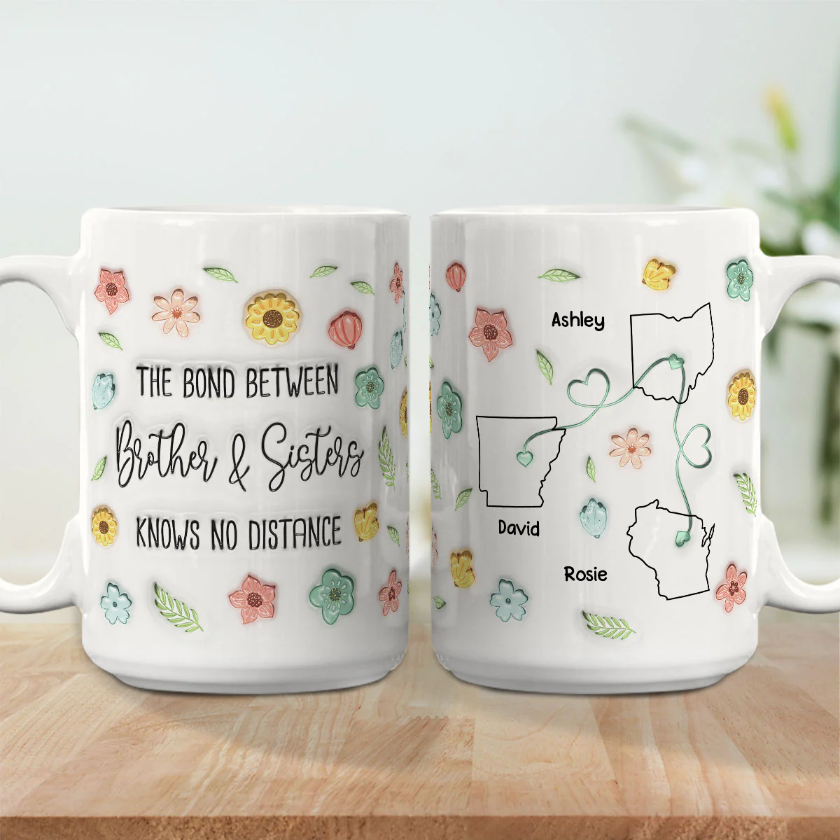 Miles Apart But Forever Connected - Personalized Custom 3D Inflated Effect Coffee Mug - Image 2