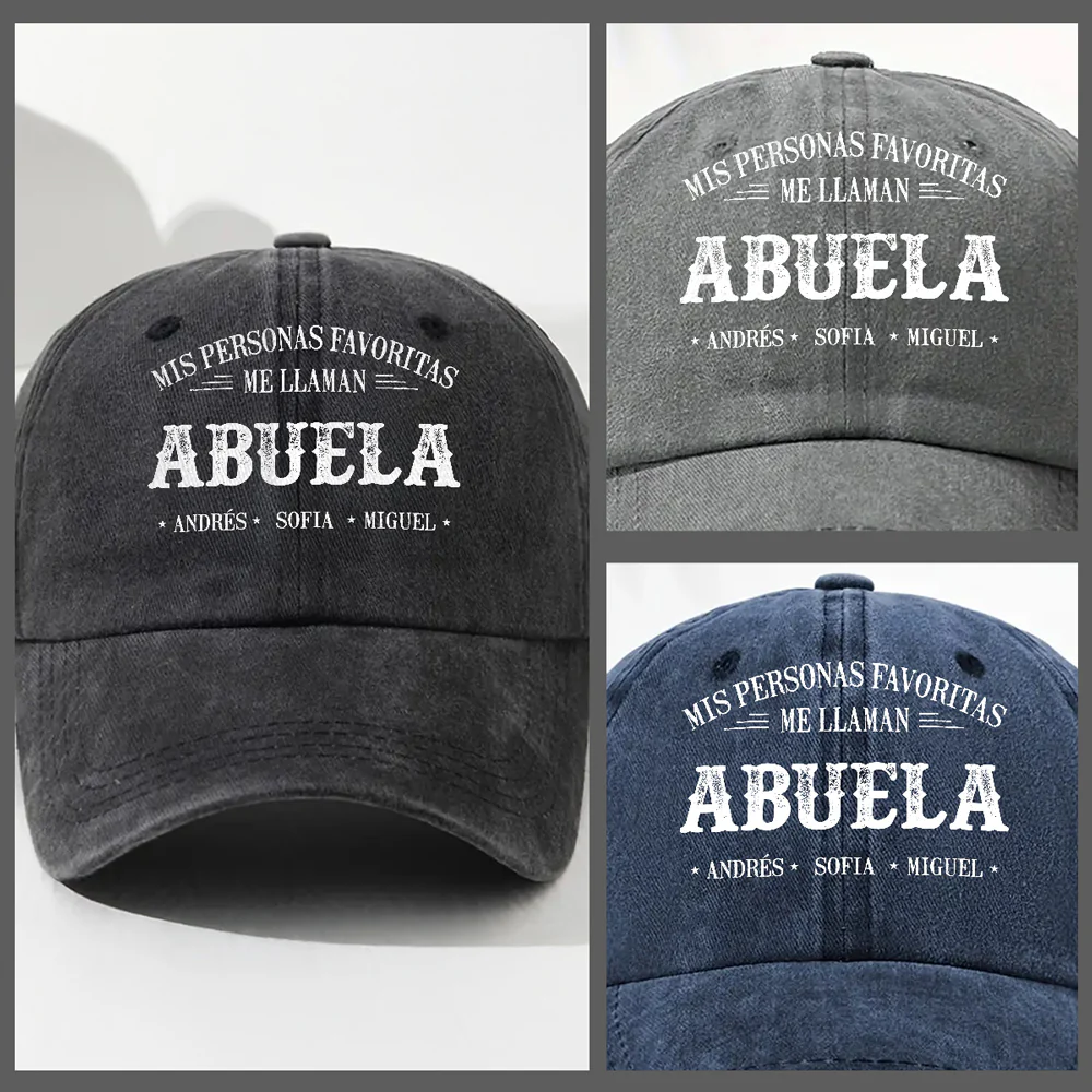 Mis Personas Favoritas Me Llaman Nana - Gorra de Mezclilla Vintage Lavada Personalizada - Image 4