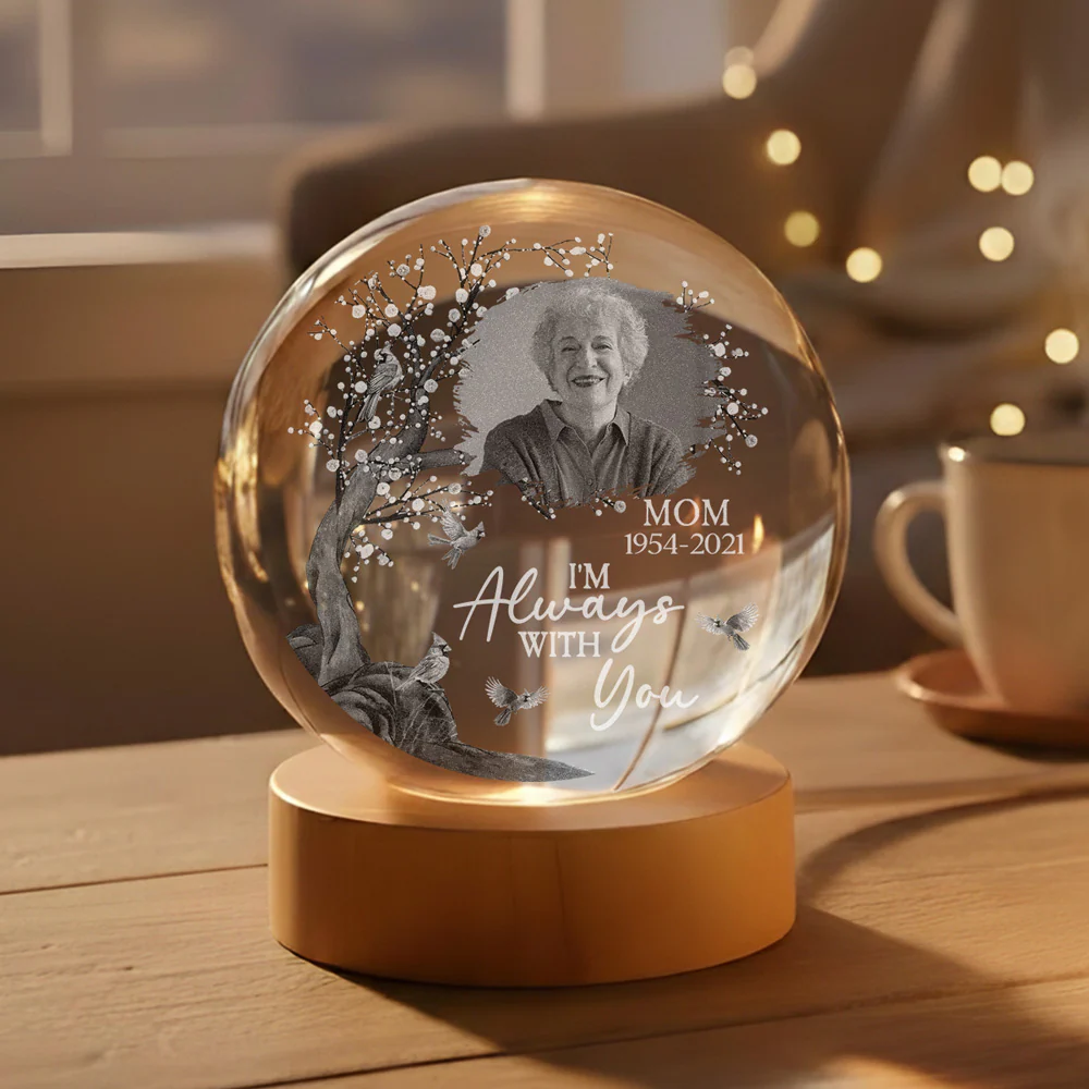 Miss You Forever - Personalized Custom Crystal Globe Lamp - Image 6