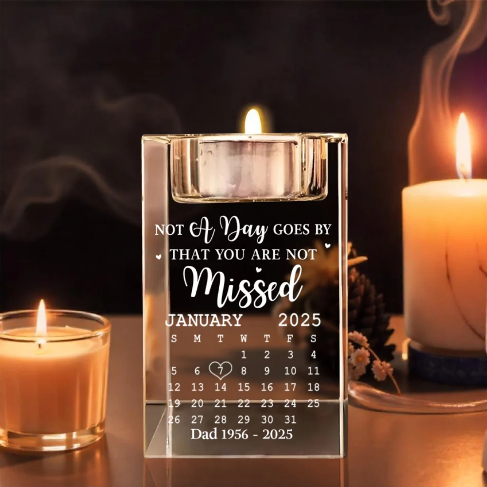 Miss You - Personalized Custom Engraved Crystal Candle Holder - Image 9