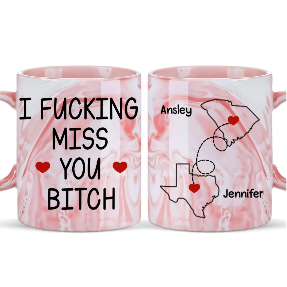 Miss You - Personalized Custom Pink Marble Mug - Image 6