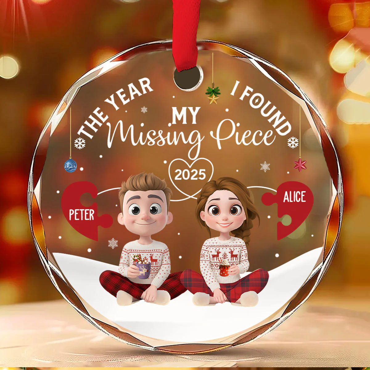 Missing Piece Was Found - Personalized Custom Glass Ornament - Image 4
