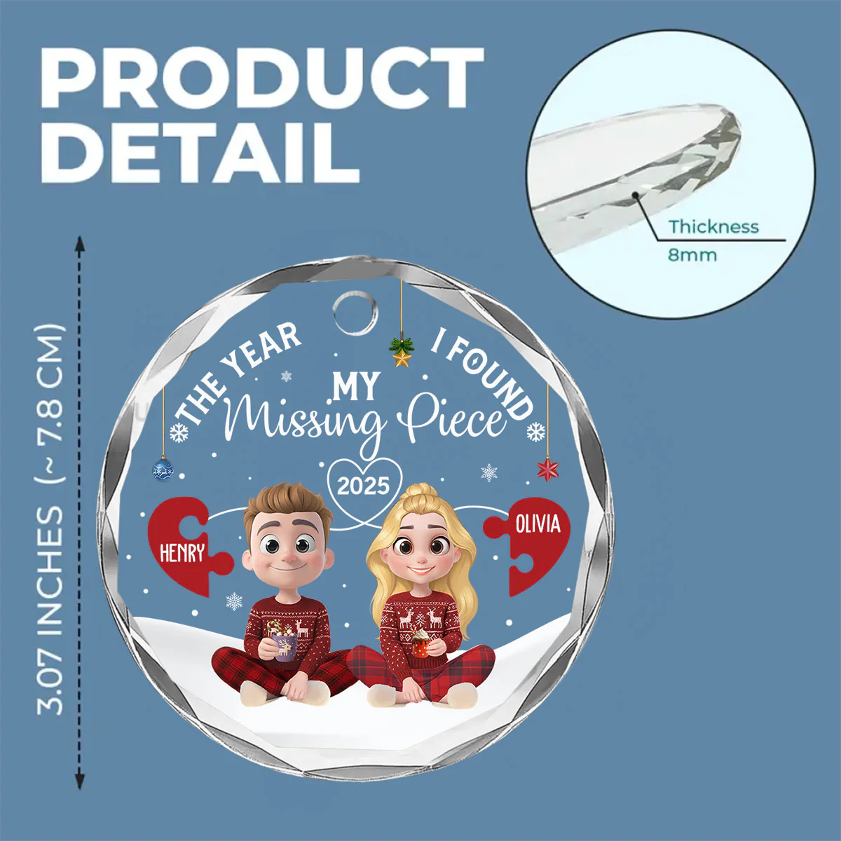 Missing Piece Was Found - Personalized Custom Glass Ornament - Image 6