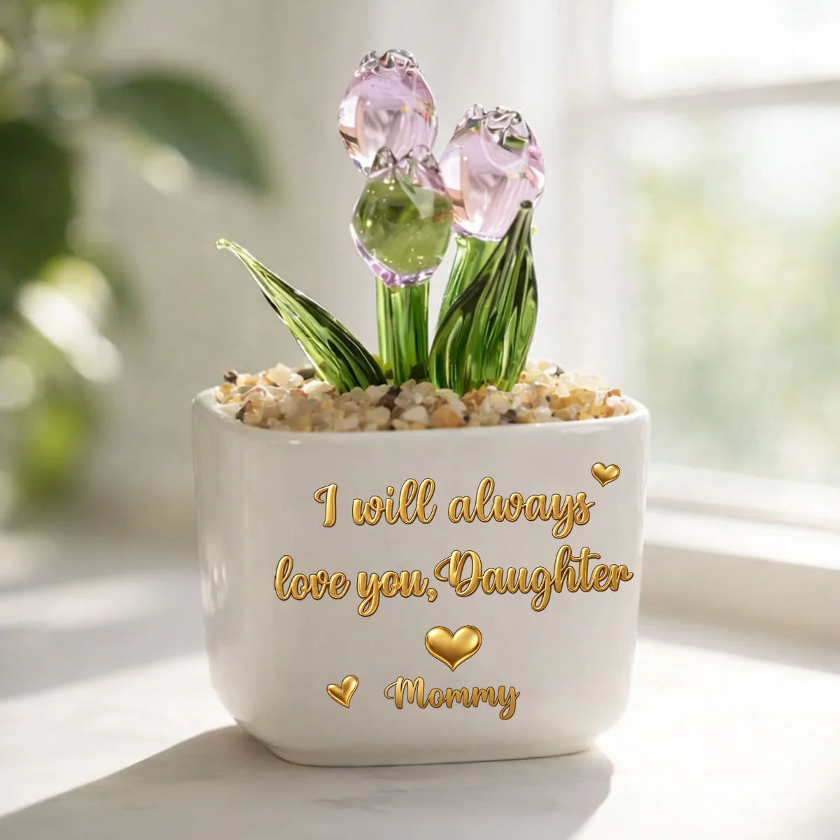 Mom Always Love You - Personalized Custom Glass Everlasting Tulips - Image 2