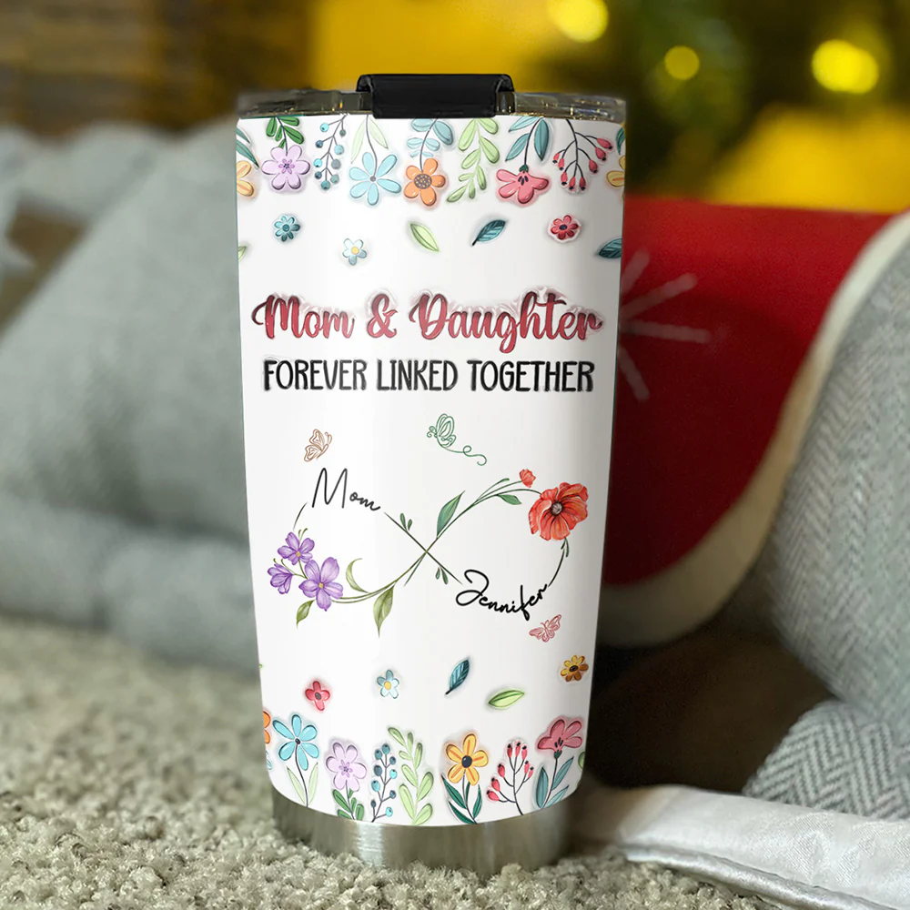Mom And Daughter Forever - Personalized Custom 3D Inflated Effect Tumbler - Image 4