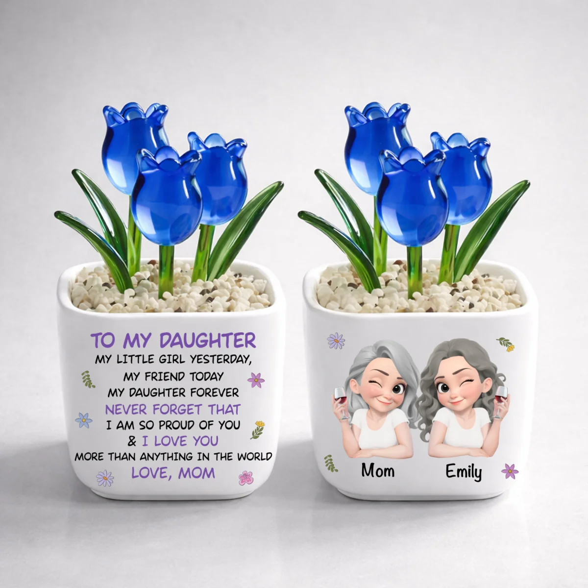 Mom And Daughter Forever - Personalized Custom Glass Everlasting Tulips - Image 7