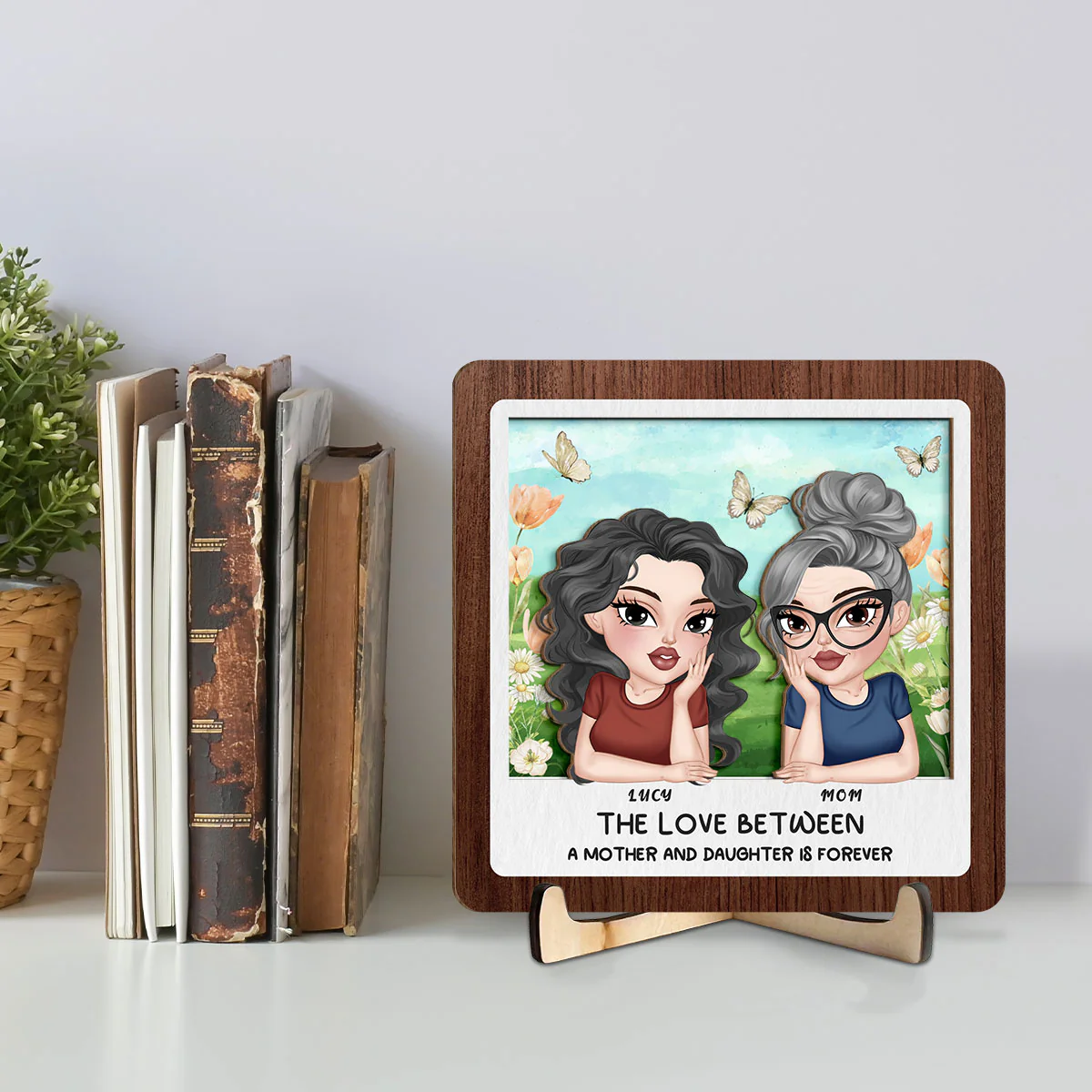 Mom And Daughter Happy Together - Personalized Custom Wooden Plaque - Image 2