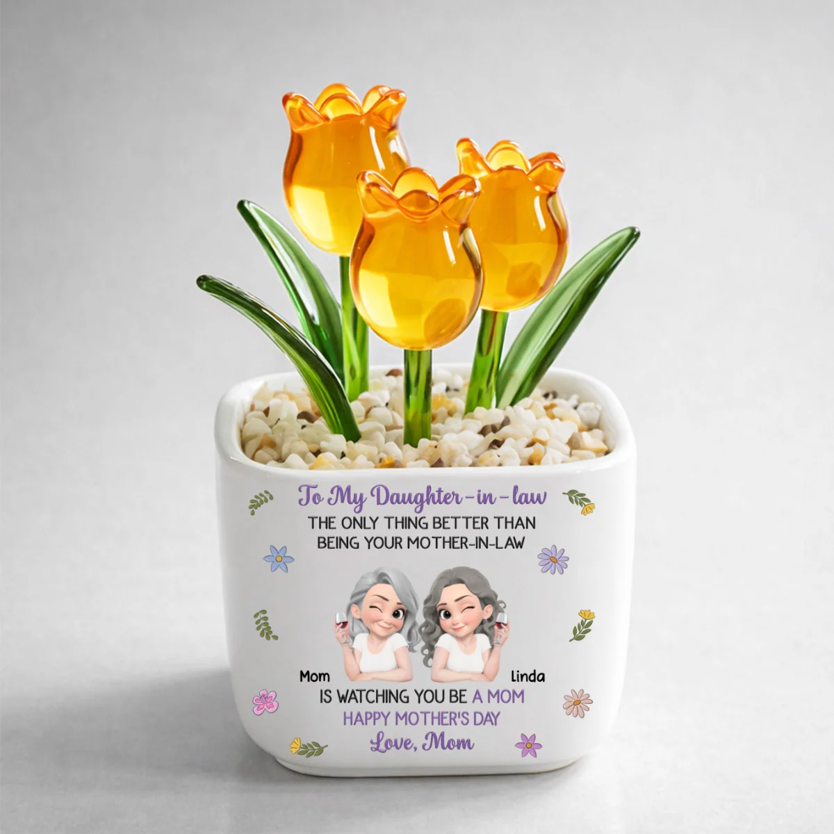 Mom And Daughter In Law Linked Together - Personalized Custom Glass Everlasting Tulips - Image 11