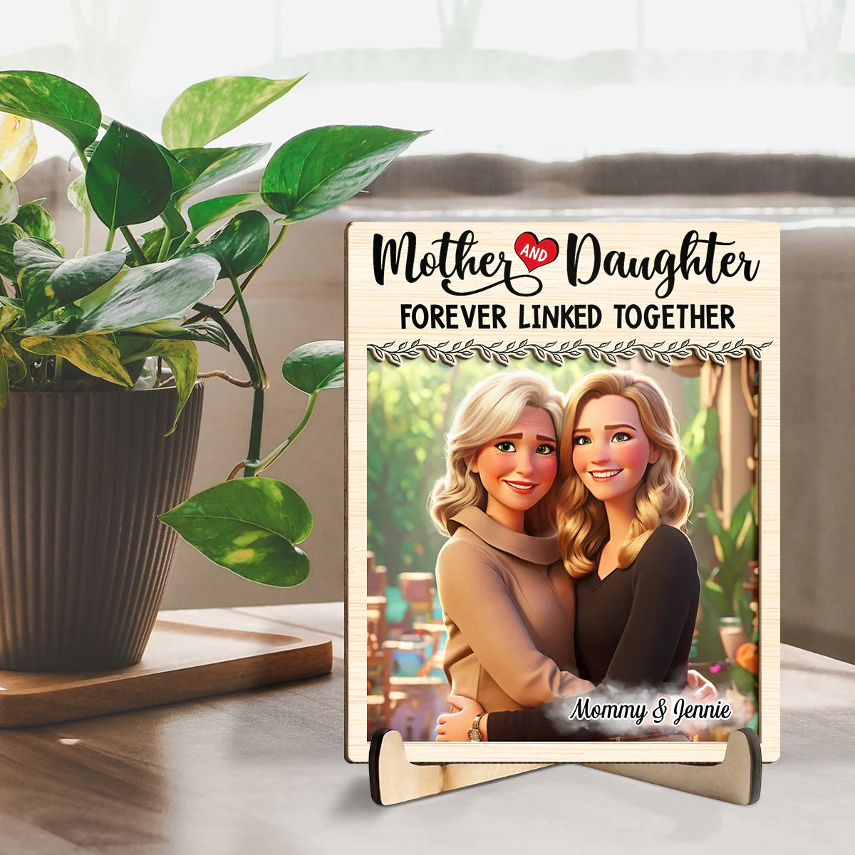 Mom And Daughter Together - Personalized Custom Wooden Plaque - Image 2