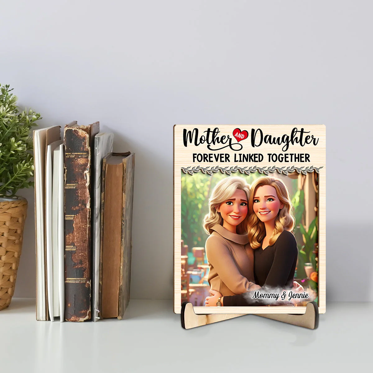 Mom And Daughter Together - Personalized Custom Wooden Plaque - Image 3