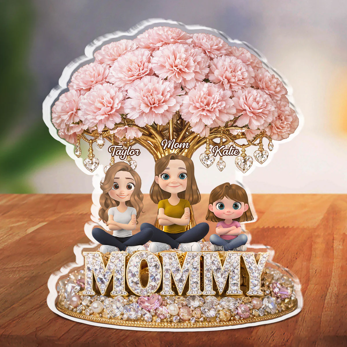 Mom And Daughters Crystal Memory - Personalized Custom Acrylic Plaque - Image 4