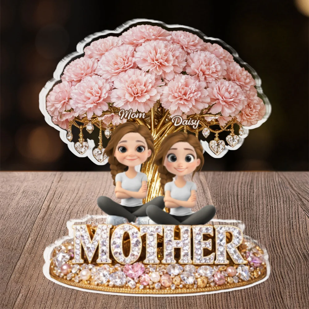 Mom And Daughters Crystal Memory - Personalized Custom Acrylic Plaque - Image 5