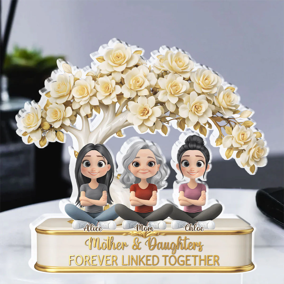 Mom And Daughters - Personalized Custom Acrylic Plaque