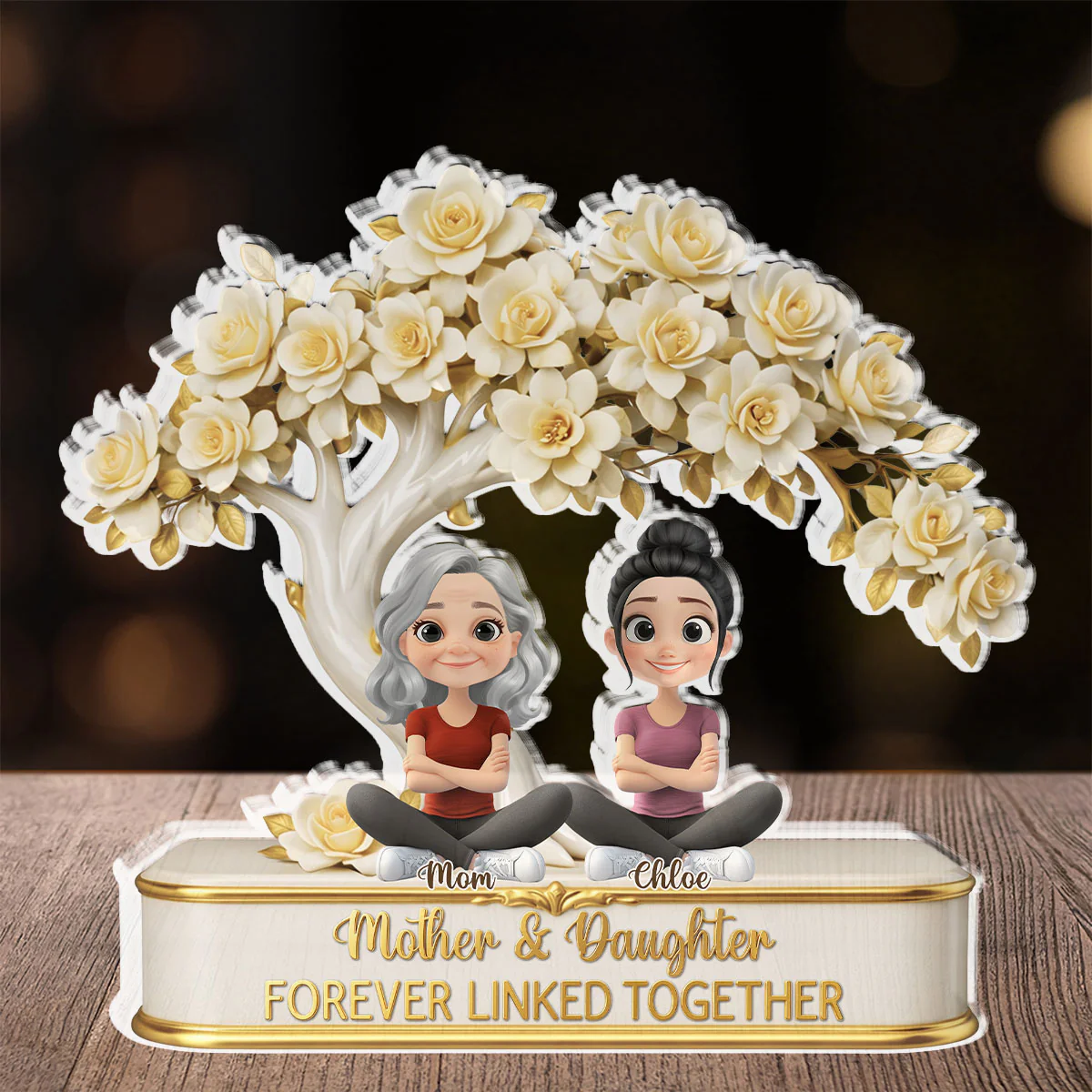Mom And Daughters - Personalized Custom Acrylic Plaque - Image 3