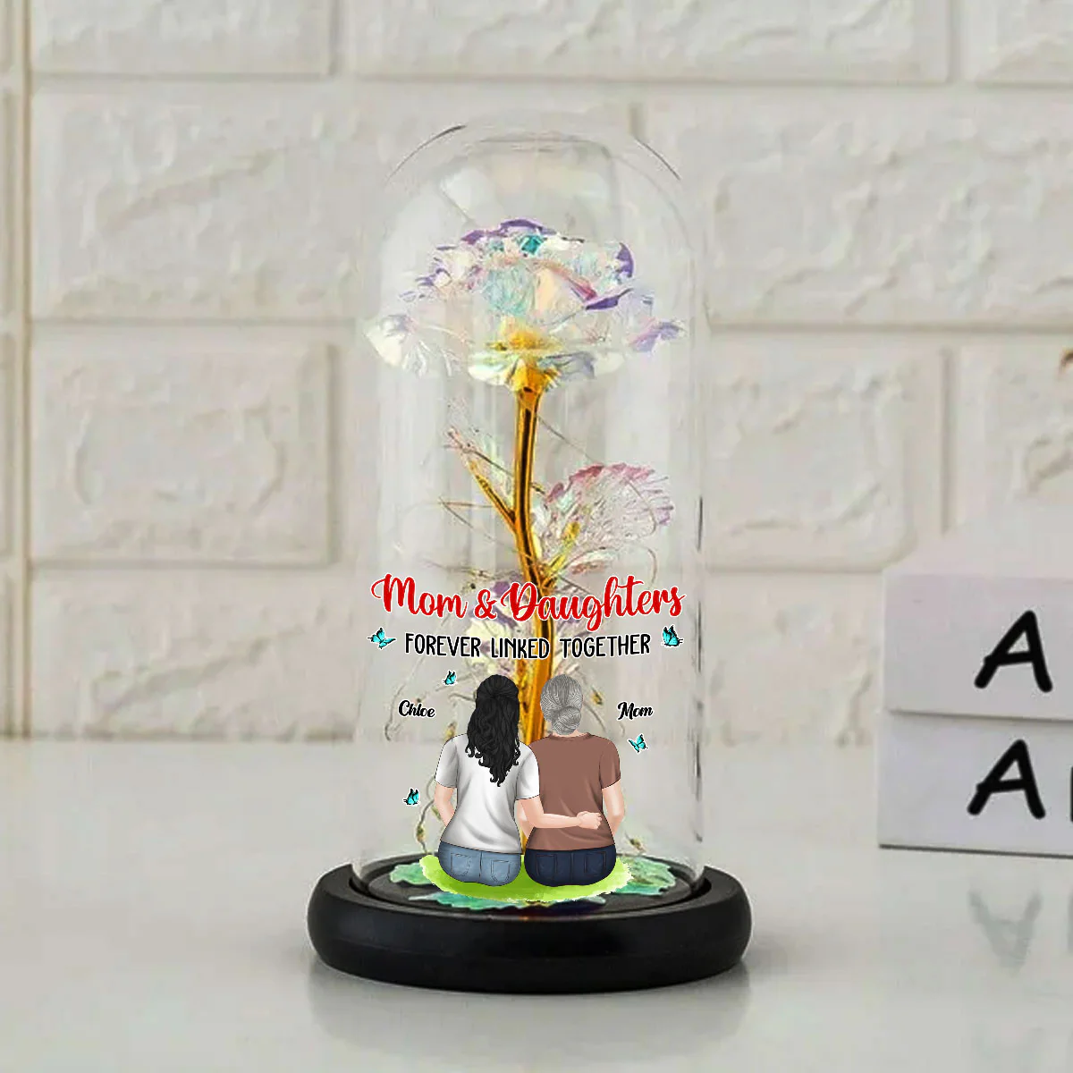 Mom And Lovely Daughter - Personalized Custom Sparkly Rose - Image 5