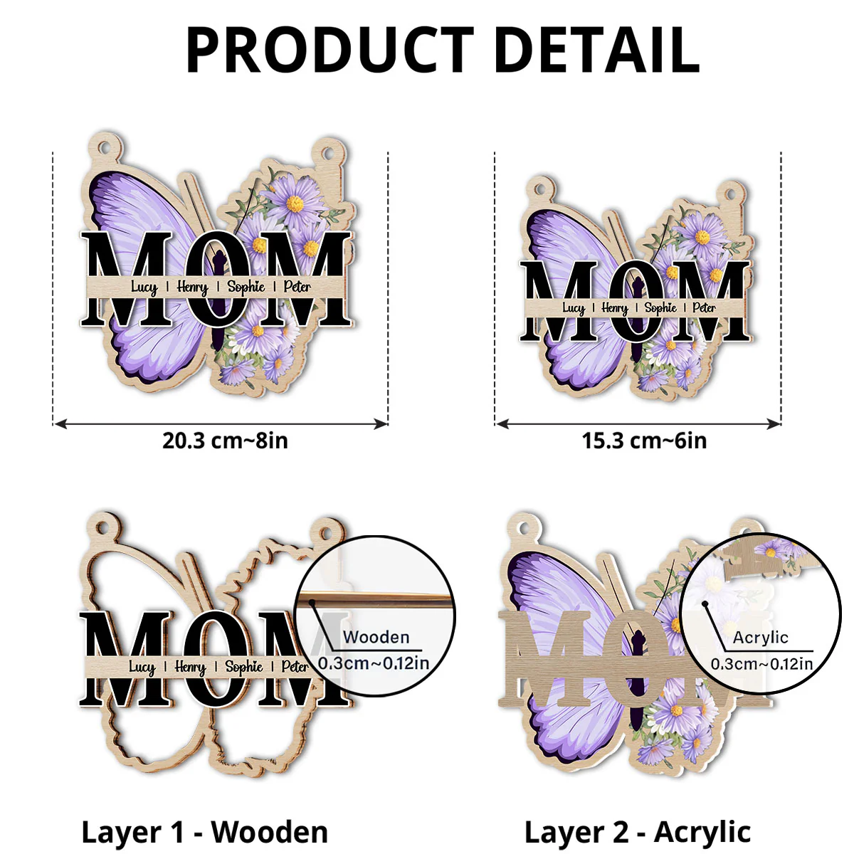 Mom Butterfly Of Love - Personalized Custom Suncatcher - Image 5