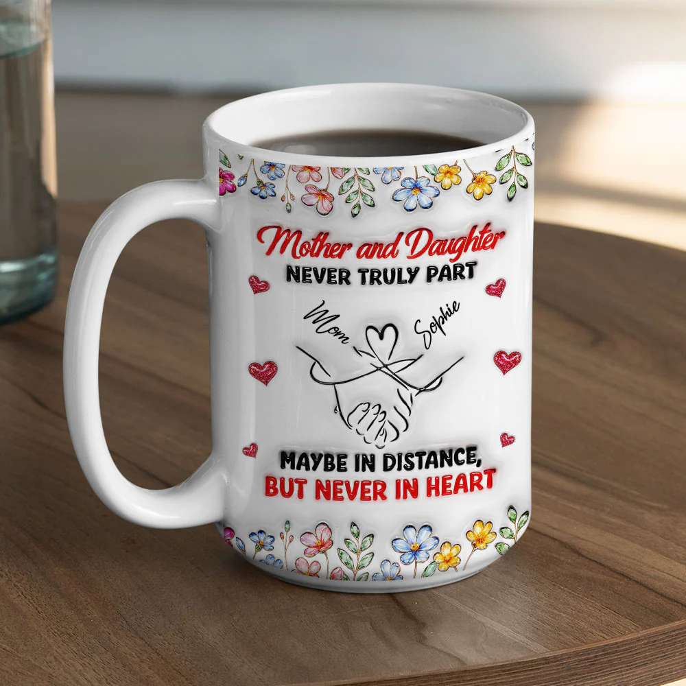 Mom Daughter Love - Personalized Custom 3D Inflated Effect Mug - Image 4