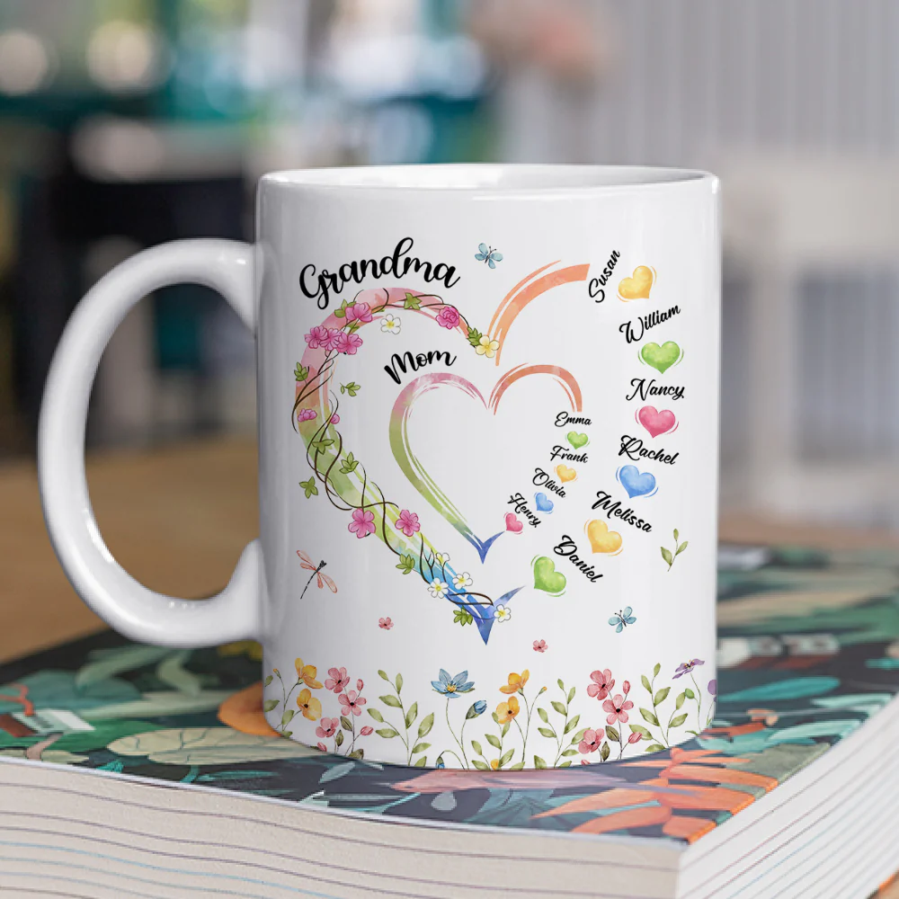 Mom Grandma Hearts - Personalized Custom Coffee Mug - Image 2