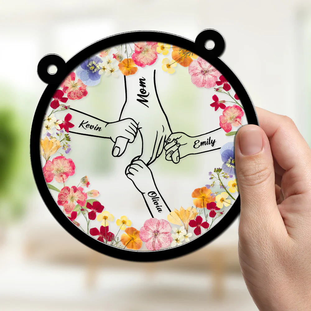 Mom Hold Our Hand And Our Heart - Personalized Custom Suncatcher - Image 4