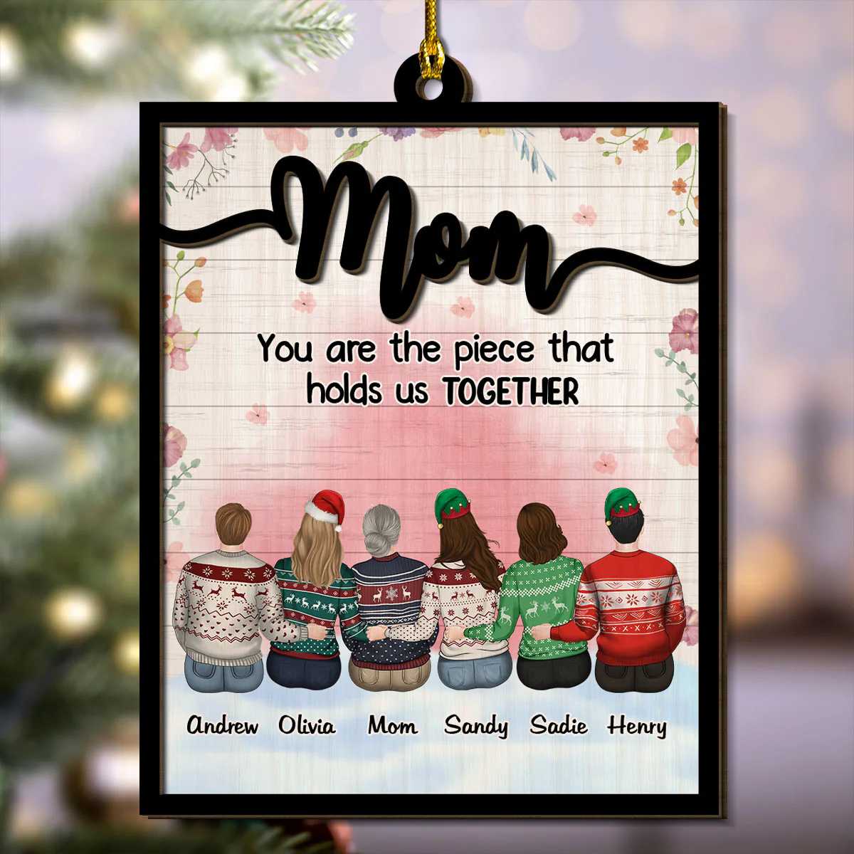 Mom Holds Us Together - Personalized Custom 2-layered Wood Ornament - Image 5