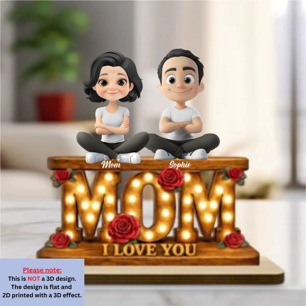 Mom Love Forever - Personalized Custom 2-Layer Wood Plaque With Flat Base - Image 8