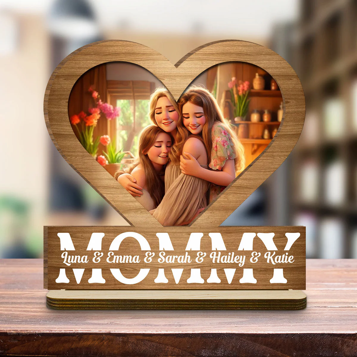Mom Our Light Of Love - Personalized Custom 2-Layer Wood Plaque With Flat Base - Image 3