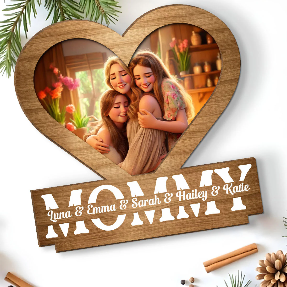 Mom Our Light Of Love - Personalized Custom 2-Layer Wood Plaque With Flat Base - Image 4