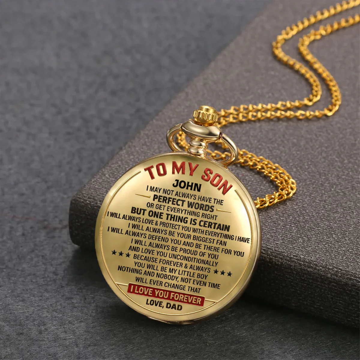 Mom To Son I Will Always - Personalized Custom Print Pocket Watch - Image 3