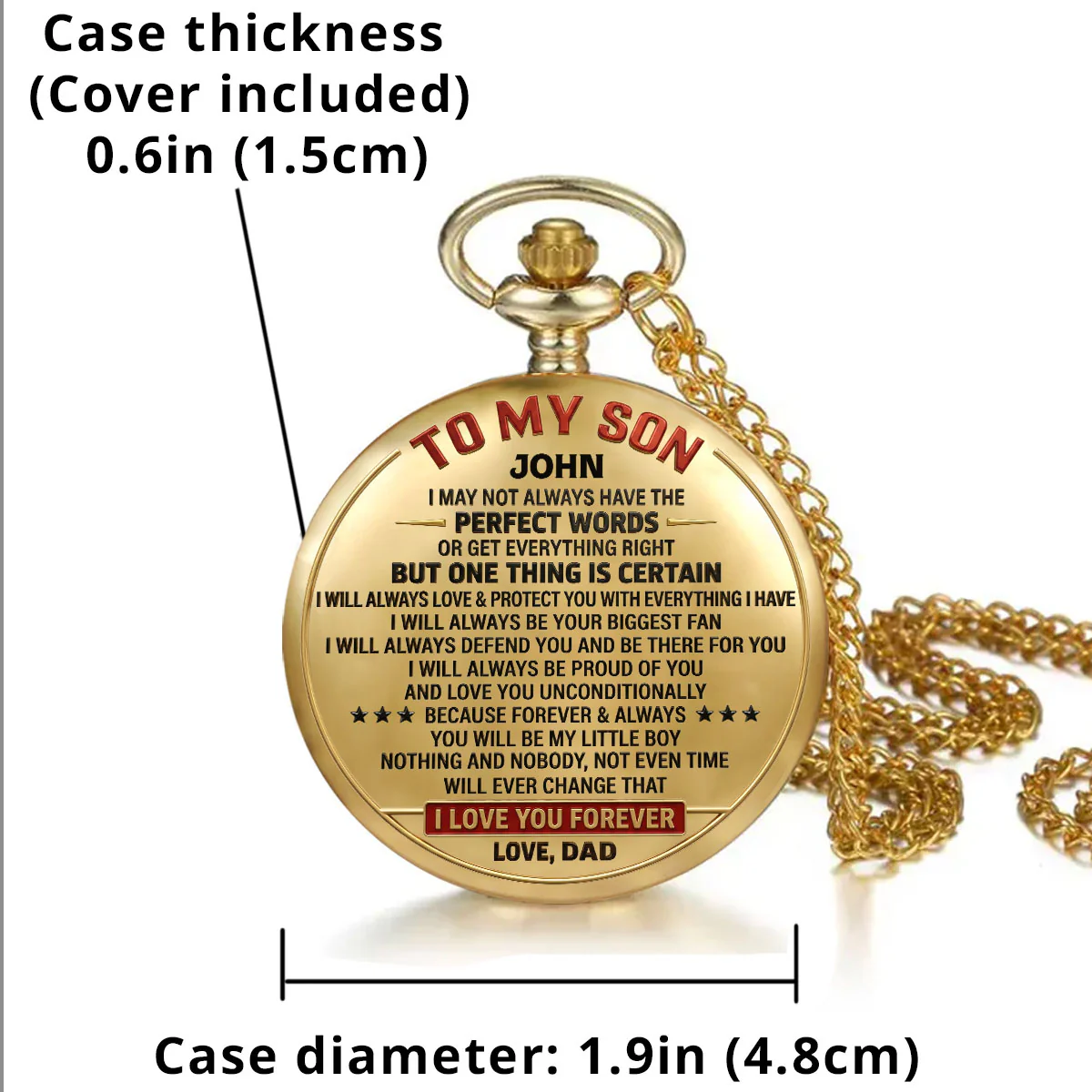 Mom To Son I Will Always - Personalized Custom Print Pocket Watch - Image 5