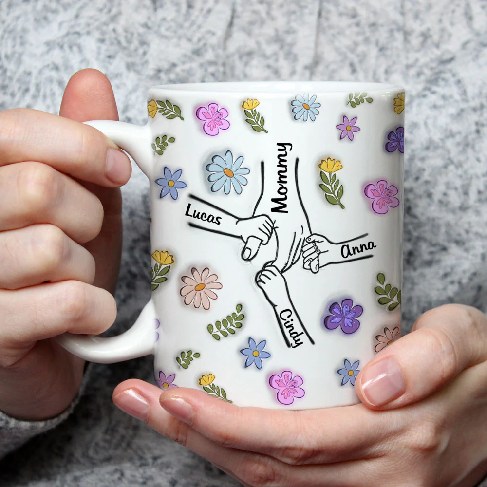 Mom You Hold My Hand And My Heart - Personalized Custom 3D Inflated Effect Mug - Image 2
