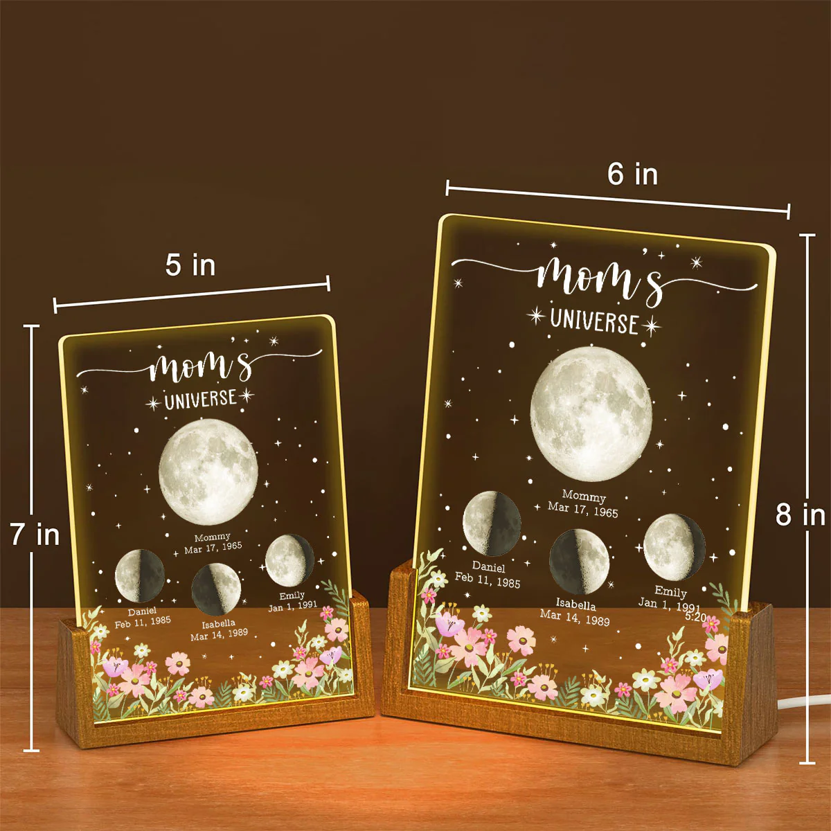 Momma Love Brighter Than Moon - Personalized Custom Plaque With Walnut Base - Image 5