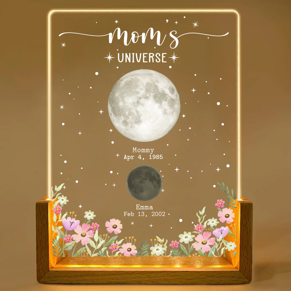 Momma Love Brighter Than Moon - Personalized Custom Plaque With Walnut Base - Image 8