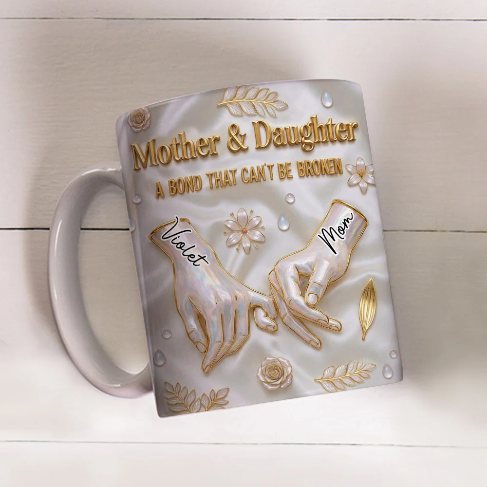 Mommy And Daughter Hold Hand - Personalized Custom 3D Inflated Effect Mug - Image 2