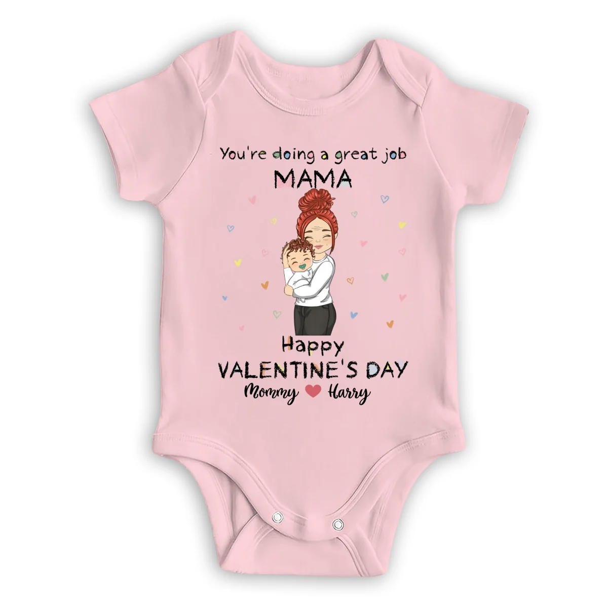 Mommy Doing A Great Job Happy Valentine - Personalized Custom Baby Onesie - Image 9
