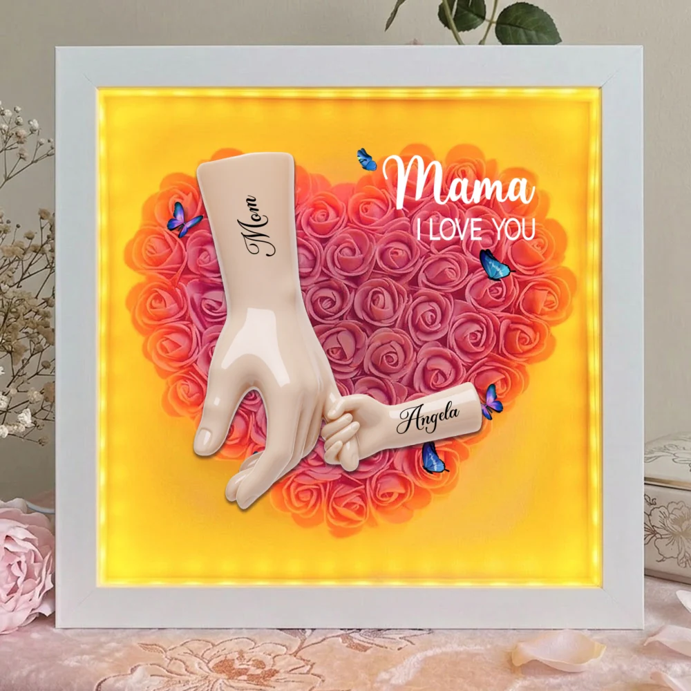 Mommy We Love You - Personalized Custom Flower Shadow Box With LED Light - Image 8