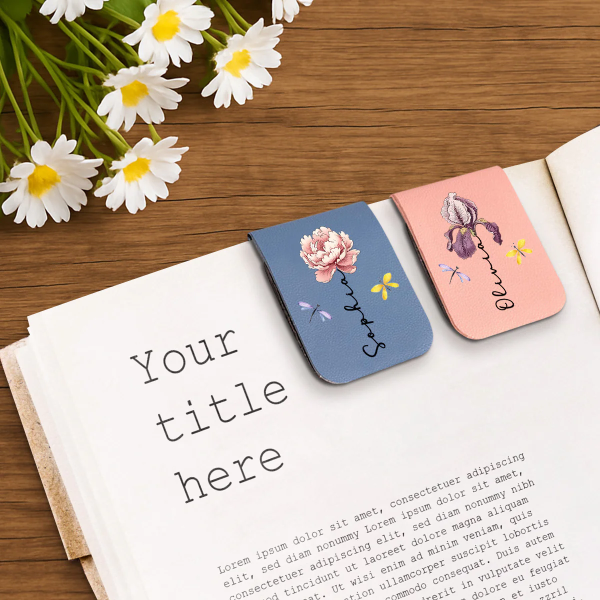 Monthly Flower - Personalized Custom Leather Bookmark - Image 3