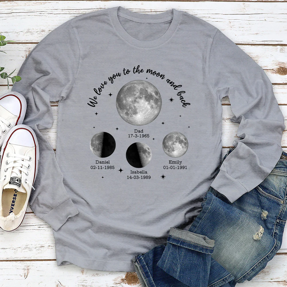 Moon Phase We Love You To The Moon And Back - Personalized Custom Shirt - Image 4