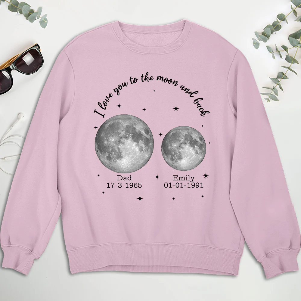 Moon Phase We Love You To The Moon And Back - Personalized Custom Shirt - Image 5