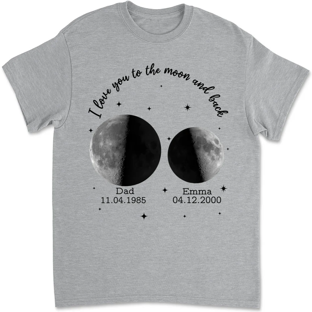 Moon Phase We Love You To The Moon And Back - Personalized Custom Shirt - Image 7