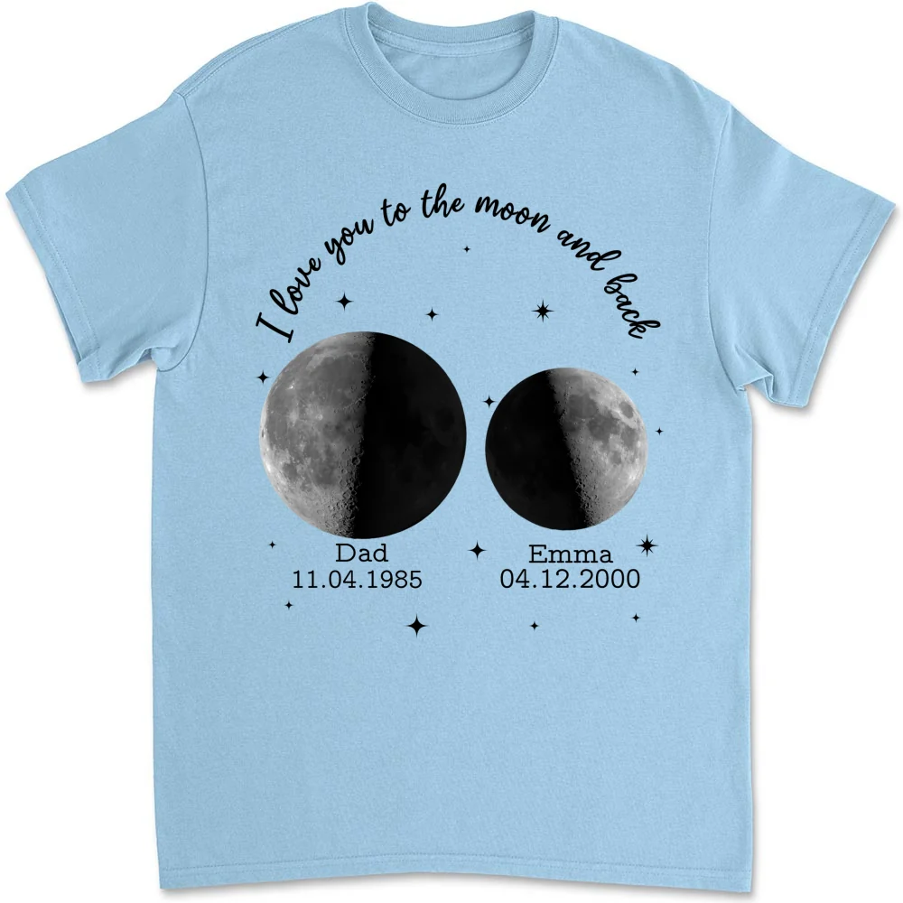 Moon Phase We Love You To The Moon And Back - Personalized Custom Shirt - Image 8
