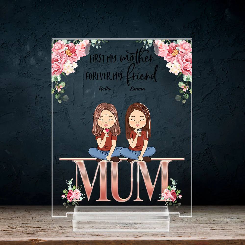 Mother And Daughter Best Friends Forever - Personalized Custom Acrylic Plaque With Base - Image 3