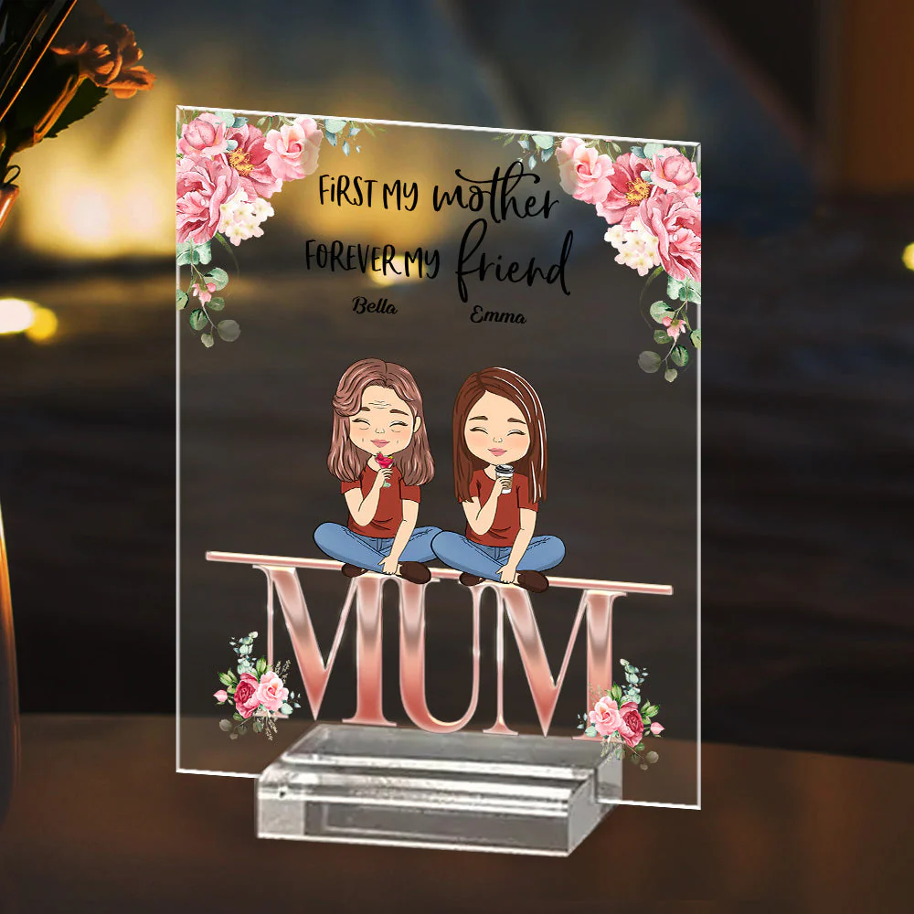 Mother And Daughter Best Friends Forever - Personalized Custom Acrylic Plaque With Base - Image 4